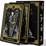 Baralho Tarô Marselha Tarot Negro com 22 Cartas e Manual Arcanos Maiores