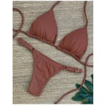 Biquini Feminino Marquinha De Fita Com Regulagem Latral Cortininha Sem Bojo Simples Nó Férias Praia