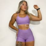 Conjunto Academia Fitness Short e Top Cintura Alta Moda Fitness LISOS