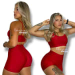 Conjunto Academia Fitness Short e Top Cintura Alta Moda Fitness LISOS