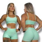 Conjunto Academia Fitness Short e Top Cintura Alta Moda Fitness LISOS