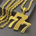 Colar - Masculino com Cordão de Moeda Antiga e Pingente de Cadeado Cassino Número 7 - Banhado a Ouro