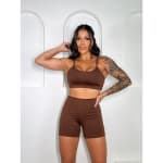 Conjunto Short e Top Fitness feminino Academia Cintura Alta