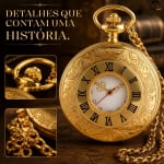 Relógio de Bolso Steampunk Dourado Original Antigo Com Corrente Retro Vintage Relíquia Presente Luxo
