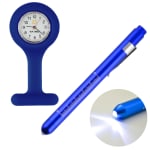 Kit Relogio Lapela Bolso Lanterna Clinica Medica Inox