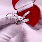 Par de Aliança de Namoro Casamento Prata Brilhante Diamantada Canal com linha fina 4mm