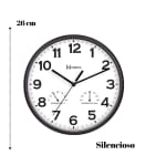 Relógio De Parede Preto Temperatura Umidade Herweg 660072 26cm