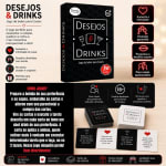 Jogo erótico de cartas Desejos e Drinks baralho para casal casais namorados 18+ adulto Faz ou Bebe