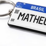Chaveiro placa Mercosul nome personalizado