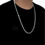 Corrente Cordão Com Pulseira Banhado Prata 925 Masculina 60Cm-70cm 4mm
