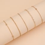Conjunto De Pulseira Com Corrente De Coração Para Mulheres , Joias Em Camadas Ajustáveis , Presente Minimalista De Amor