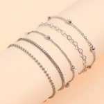 Conjunto De Pulseira Com Corrente De Coração Para Mulheres , Joias Em Camadas Ajustáveis , Presente Minimalista De Amor