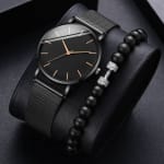 Relógio Empresarial Masculino – Elegante E Ultrafino De Quartzo Tim epiece Com Pulseira De Malha Contas