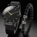 Relógio Empresarial Masculino – Elegante E Ultrafino De Quartzo Tim epiece Com Pulseira De Malha Contas