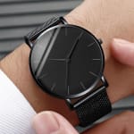 Relógio De Negócios Masculino Ultrafino Malha De Aço Inoxidável Pulso De Quartzo Para Uso Formal De Escritório