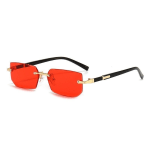 Óculos De Sol Sem Aro De Designer – Tons Retrô De Lentes De Corte UV400