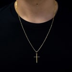 Colar masculino pingente de cruz palito banhado a ouro  Aço inoxidável 18k cordão em estilo cartier