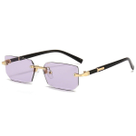 Óculos De Sol Sem Aro De Designer – Tons Retrô De Lentes De Corte UV400