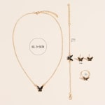 Conjunto De Joias Da Moda , Acessórios Femininos , Colar , Pulseira , Brincos , Anel , Preto , Branco , Data , Brilho No