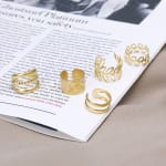 5 Peças De Punhos De Orelha Vazados De Folha , Brincos De Moda Simples , Joias Para Mulheres