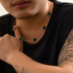 Gargantilha Unissex Com Trevo De Cinco Pétalas , Colar Colorido Pingente Da Sorte , Presente Para Casal , Joias Moda