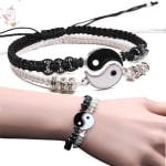Conjunto De Pulseira De Corda Yin Yang Preto E Branco Para Casais Combinando Joias De Amizade