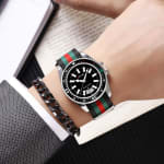 Relógio De Pulso De Quartzo Para Homens Com Calendário Ponteiro Luminoso Pulseira De Nylon Lazer De Negócios