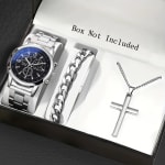 Relógio Masculino Novo Bracelete Original Conjunto De Relógios Masculinos Moda Presentes Em Aço Inoxidável