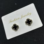 Brincos Elegantes De Trevo De Agulha De Prata Com Detalhes De Diamante-Minimalista Chique