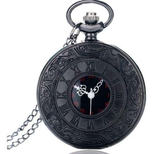 Relógio De Bolso Steampunk Preto Com Corrente Retro Vintage