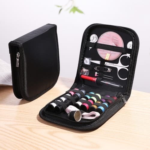 Kit Costura Viagem Acessórios Agulhas Linha Tesoura Bolsa c/ Zíper Completo C/ 42/90/128 Peças