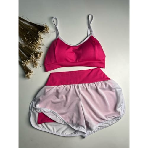 Conjunto Shorts Duplo e Top  Fitness Academia