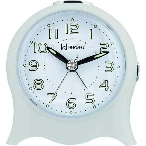 Relógio Despertador  Quartz Silencioso Pilha Luz  Branco - Branco