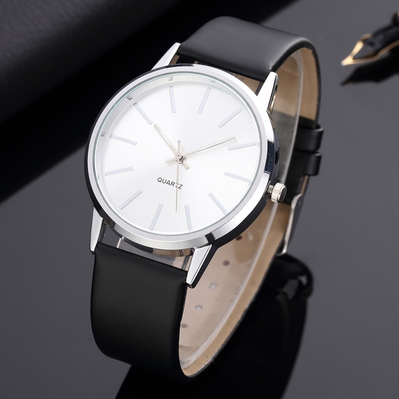 Relógio De Quartzo De Moda Casual Para Homens – Pulso De Luxo Unissex Com Pulseira De Couro Clássica
