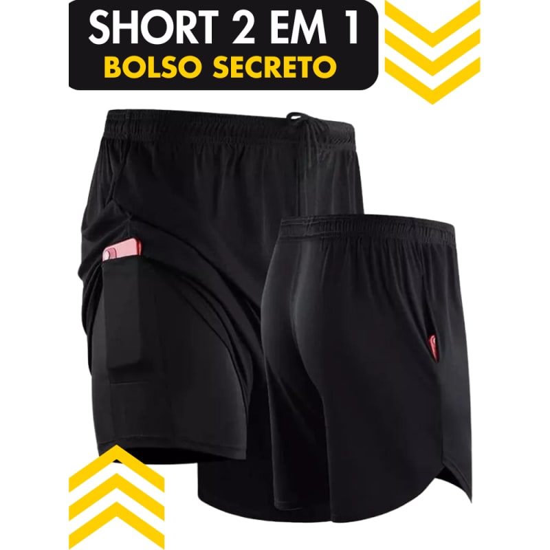 Shorts Masculino Ideal Para Treino, Corrida, Academia beach 2 em 1 Tecido Dryfit e Elastano