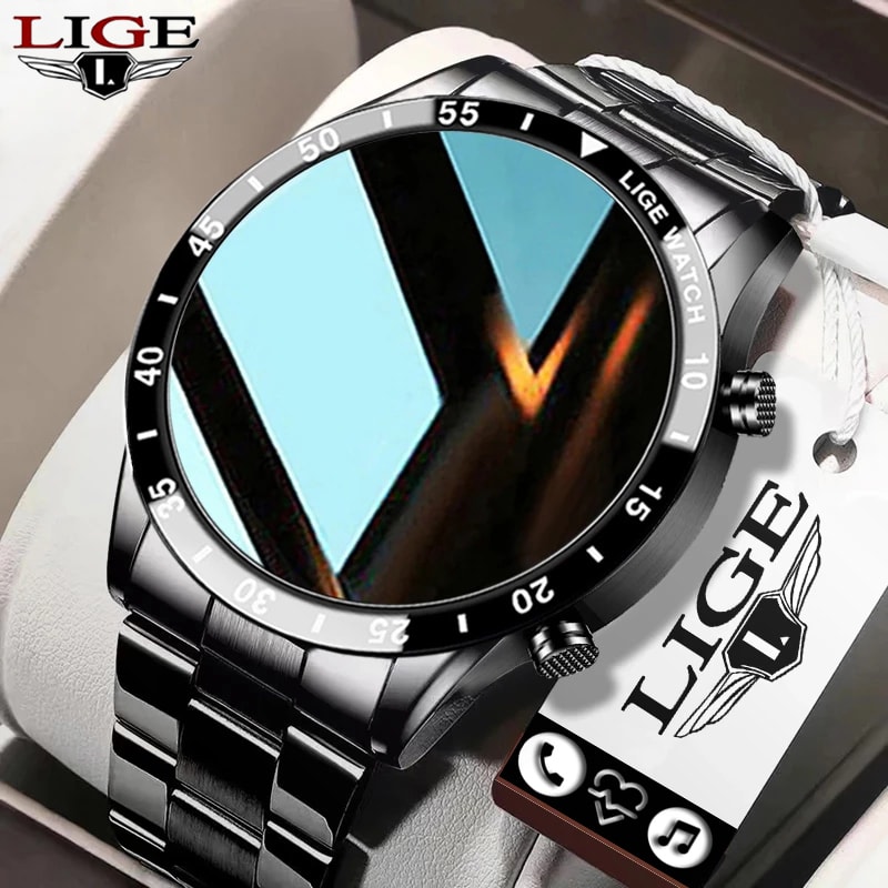 LIGE Novo Smartwatch Relógio Inteligente De Chamadas Bluetooth Para Homens IP67 Esportivo À Prova D'água Fitness