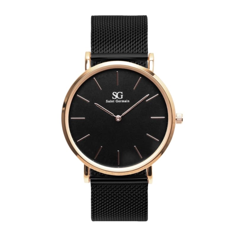 Relógio Masculino e Feminino Preto Saint Germain Houston Rosé Gold 40mm