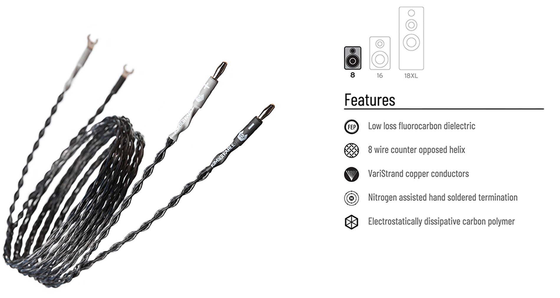 Kimber Kable CARBON 8 høyttalerkabel