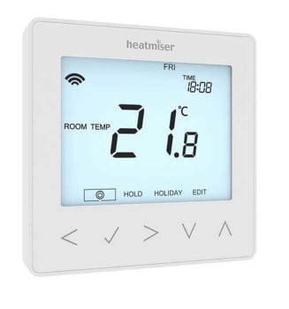 Heatmiser neoStat v.2, hvit termostat for vannbåren varme