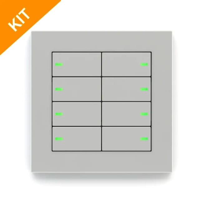 Ekinex EK-E20-TP-8T-L, PLASTIC Silver, 8 knapper, LED