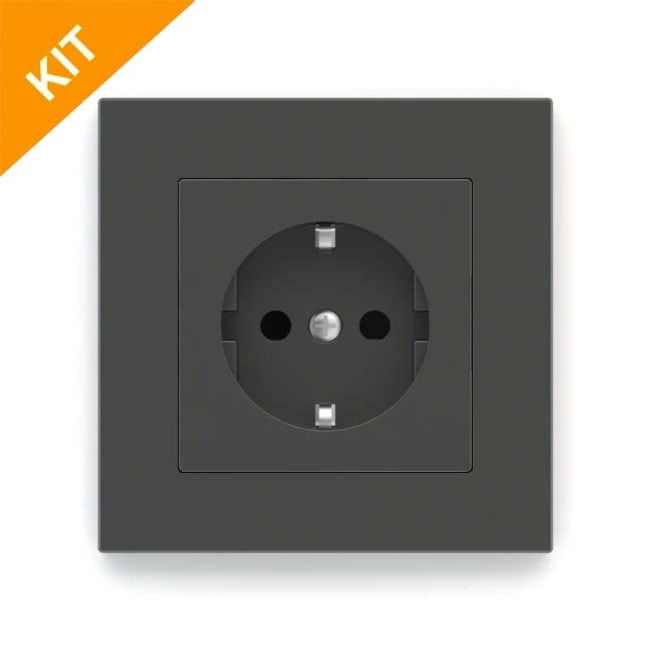 Ekinex EK-PWS-DE, stikkontakt i graphite, Schuko til 71serien (deep)