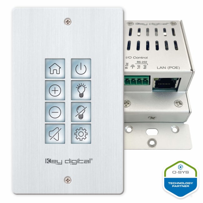 Key Digital KD-WP8-3, 8 Button Programmable IP, RS-232, IR Control Keypad