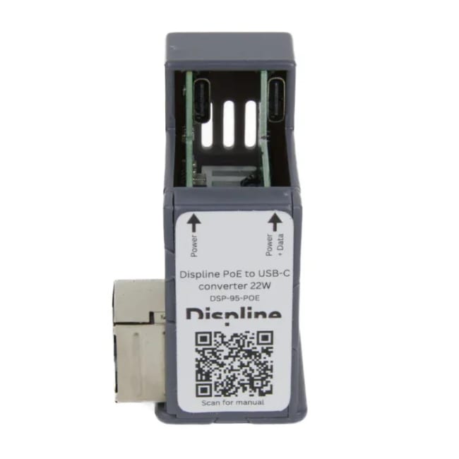 Displine DSP-95-POE, PoE to USB-C converter / power + data / 22 W incl. USB-C to USB-C cabel