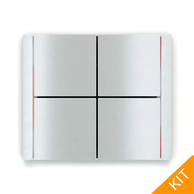 Ekinex EK-ED2-TP-RW, FFseries FLANK, Aluminium, 4 x knapp, rød/hvit