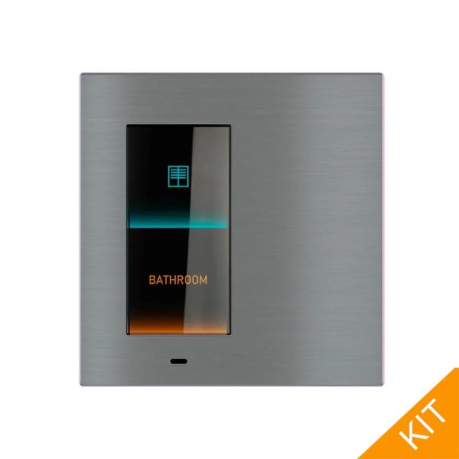 Ekinex Signum EK-EV2-TP, virtuelt knappepanel med display og termostat. Metal | Titanium, DEEP