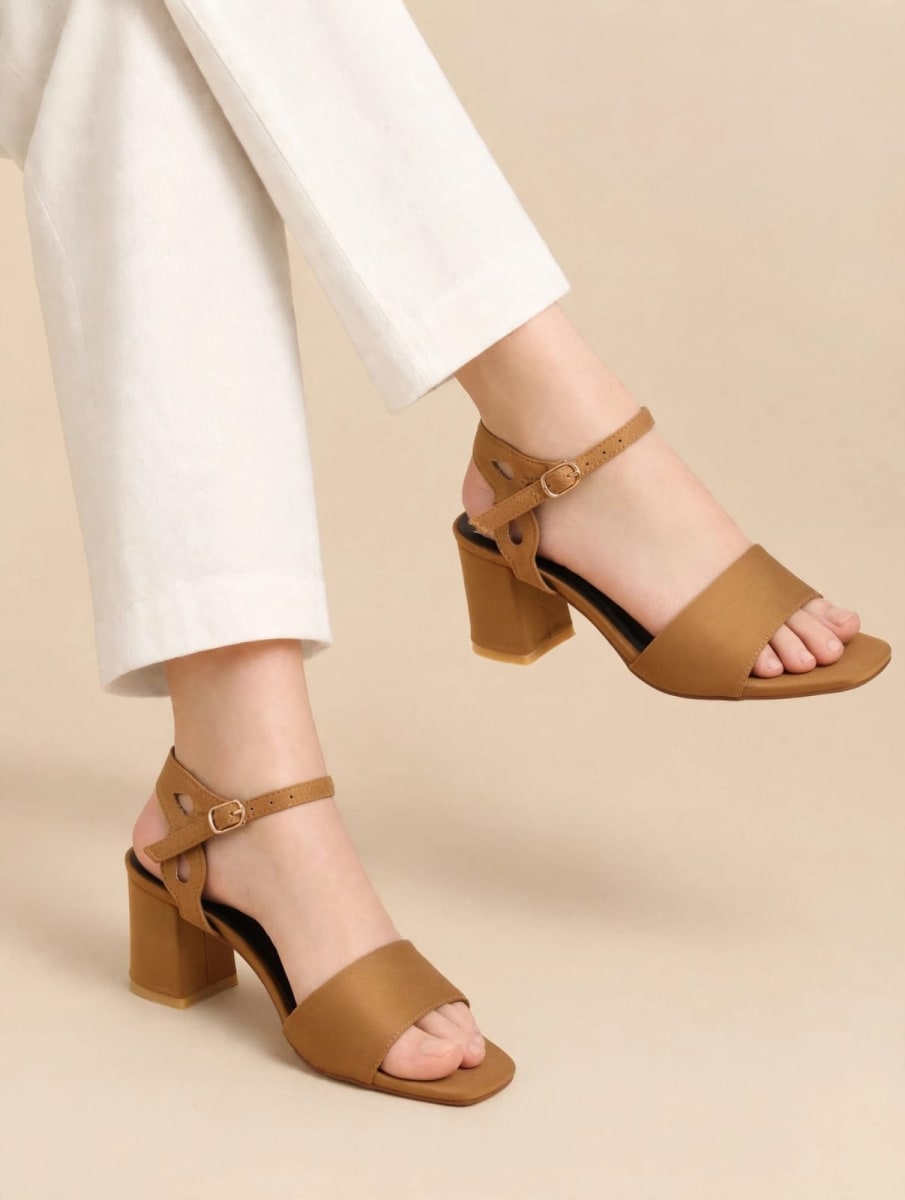 Classic Camel Block Heel Sandals