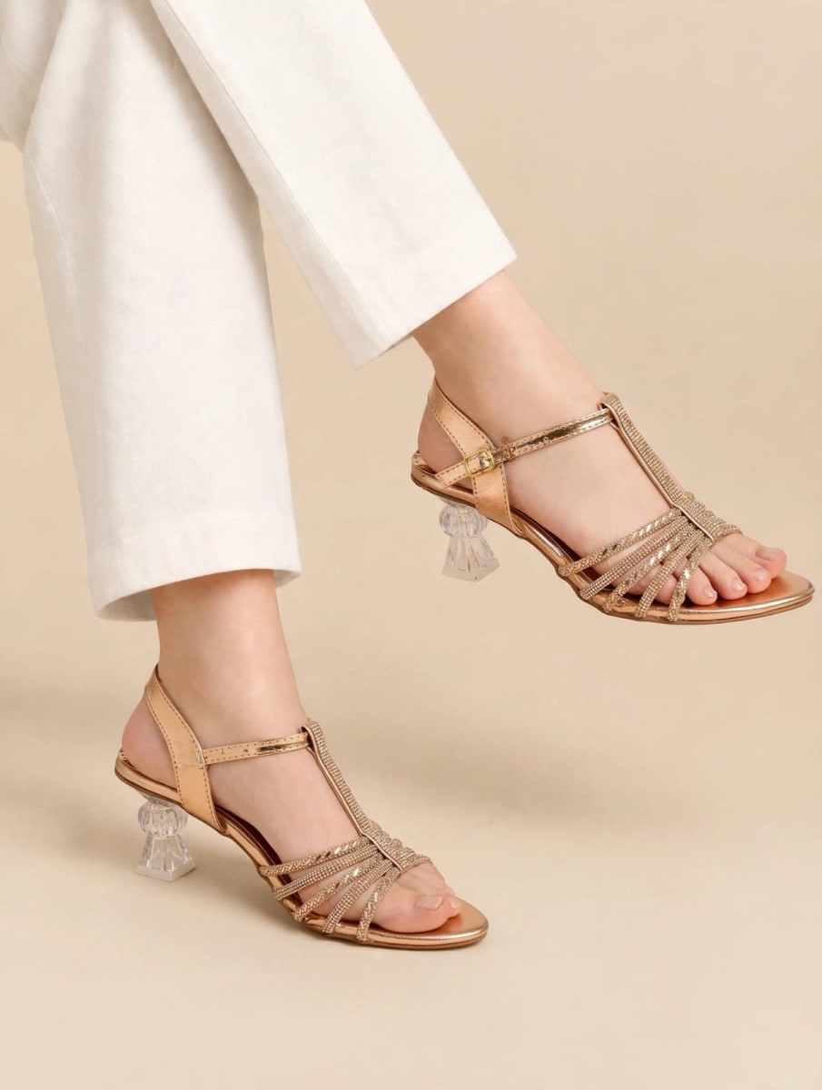 Glamorous Rose Gold Rhinestone Heels