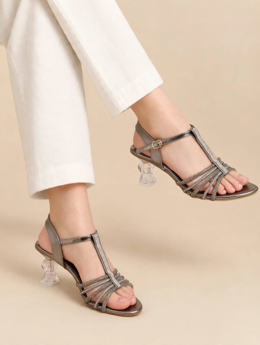 Glamorous Metallic Bronze Rhinestone Heels