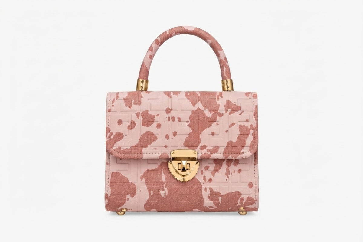 Blush Terracotta Embossed Leather Top‑Handle Bag