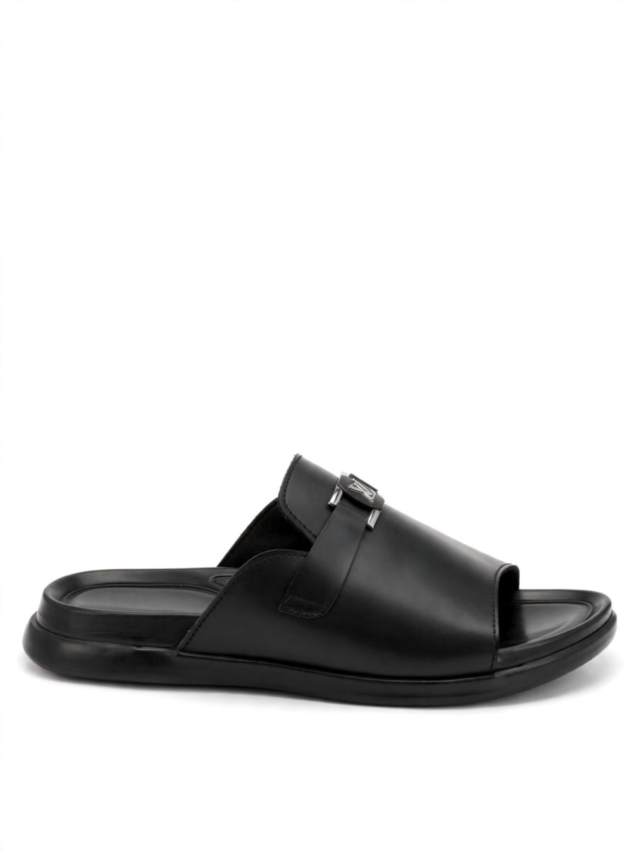 Louis Vuitton Black Leather Slide
